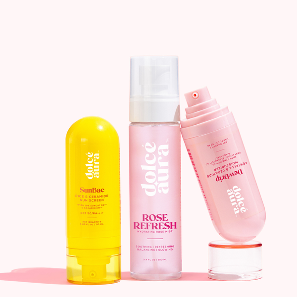 Radiant Rose Glow Trio – Mist + Rice & Ceramide Sunscreen + Centella & Ceramide Moisturiser