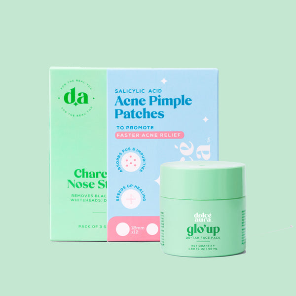 De-Tan Face Pack + Acne Pimple Patches + Charcoal Nose Strips
